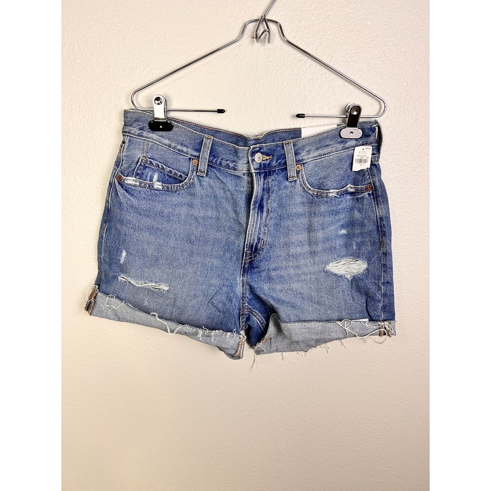 OLD NAVY Womens Size 8 Semi Fitted Cuffed Stretch Blue Denim Shorts 5" Ins